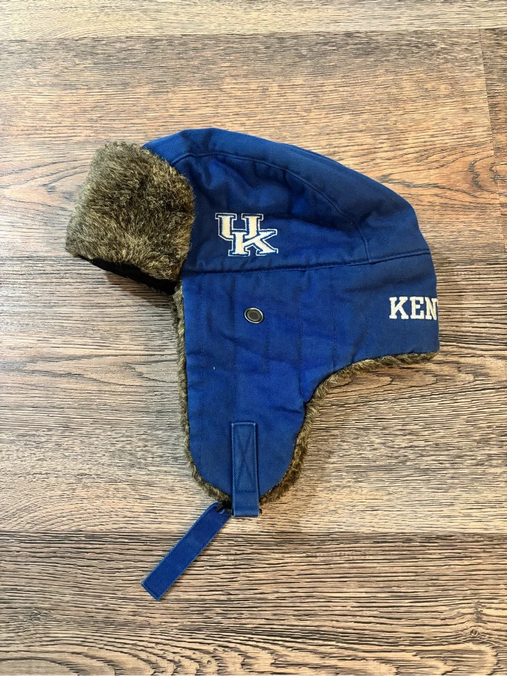 Kentucky UK Branded unisex  Blue Trapper Hat with Faux Fur Lining